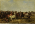 Ulanen jagen Honved-Husaren eine Pferdeherde ab